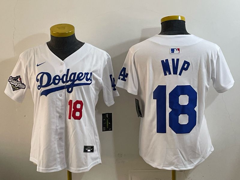 Women Los Angeles Dodgers #18 Mvp White Game 2026 Nike MLB Jersey style 07->women mlb jersey->Women Jersey